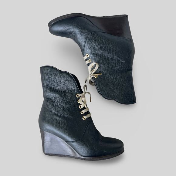 Chloe Lace Up Wedge Boots - Picture 4 of 8